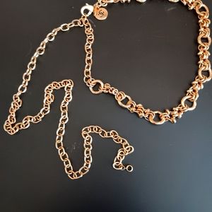 Chico's Adjustable Heavy Metal Gold Chain Belt.